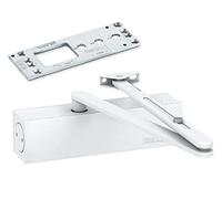GEZE Blanc TS 2000 V BC Ferme-porte pour portes à un vantail jusqu'à 1250 mm de largeur avec armature et plaque de montage / Set 3 en 1, blanc
