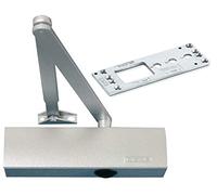 Geze TS 2000 V BC Ferme-porte argenté pour portes à un vantail jusqu'à 1250 mm de largeur de vantail avec barre et plaque de montage / Set 3 en 1