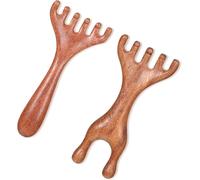 Gezhaote Lot de 2 masseurs de tête en bois pour cuir chevelu, massage portable en bois, outil de massage relaxant et soulageant le stress du cuir chevelu, convient pour la tête, le visage, les yeux