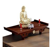 GEZHUCAO Collection Tables D'autel Bouddha Sculptées À La Main - Support D'autel Bouddhiste À Double Usage Fixation Murale Et À Poser pour Un Espace Prière Sacré(Brown2,40CM/15.75INCH)