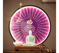 GEZHUCAO Ensemble De Table D'autel À Éclairage Sacré - Support D'étagère Complet pour Sanctuaire Bouddha À LED avec Statue en Céramique pour Prière Et Méditation, Décoration Spirituelle(H)