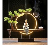 GEZHUCAO Ensemble Support Et Étagère pour Autel Bouddha + Statue Bouddha en Céramique Table D'autel Personnelle avec Bonsaï pour Prière,pujas,offrandes Et Hommages Sacrés(E)