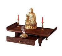 GEZHUCAO Étagère D'autel Bouddhiste avec Tiroir Coulissant Support D'autel en Bois Massif Meuble D'autel Sculpté À La Main pour Offrandes Et Hommages dans Un Temple Domestique(Desktop,60CM/23.6IN)