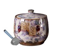 GEZHUCAO Grand pot à riz en céramique avec couvercle et doseur, Pot Riz en CéRamique- Contenants de conservation pour aliments secs, céréales, farine, sucre, pâtes, café(22lb/10kg)