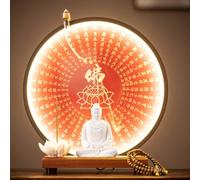 GEZHUCAO Support D'autel Bouddhique Artisanal avec Statue Et LED Table D'autel Bouddhique Multifonctionnelle pour Un Sanctuaire Personnel pour Prière,pujas Et L'exposition D'objets Sacrés(D)