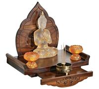 GEZHUCAO Support Mural pour Statue De Bouddha Autel Table Sanctuaire, Support D'autel pour Bouddha avec Étagère Coulissante - pour Méditation,prière Et Rituels, Présentoir