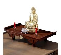 GEZHUCAO Table D'autel Bouddha - Étagère Murale Polyvalente pour Sanctuaire Bouddha pour Prières, Pujas Et Offrandes Sacrées, Temples, Sanctuaires Et Hommages Bouddhistes(Brown2,54CM/21.25INCH)