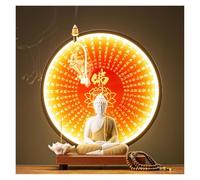 GEZHUCAO Table D'autel Bouddhiste avec Statue Et Halo LED Support D'autel Double Usage pour Prière,puja,méditation Et Décoration d'un Temple Domestique(B)