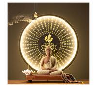 GEZHUCAO Table D'autel Bouddhiste avec Statue Et Halo LED Support D'autel Double Usage pour Prière,puja,méditation Et Décoration d'un Temple Domestique(X)