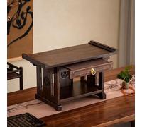 GEZHUCAO Table D'autel en Bambou avec Tiroir Coulissant Support De Sanctuaire Bouddhiste Solide Niche Bouddha Compacte pour Prière, Puja Exposition À Domicile,Temple Méditation(50CM/19.7IN)