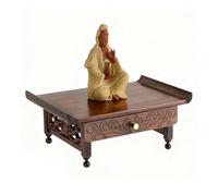 GEZHUCAO Table D'autel en Bois Massif avec Plateau Coulissant Support De Sanctuaire Artisanal pour Présentation De Prières Bouddhistes, Décoration Temple Et Méditation(Wall-Mounted,60CM/23.6IN)