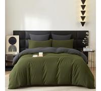 Gezu Coton Sets de Housse de Couette 220x240 cm Gris Vert Parure de Lit Haut Gamme Plissé Coton Adulte 2 Personnes Moderne Doux Respirant Linge de Lit avec 2Taies d'oreiller 65x65cm Fermeture Éclair