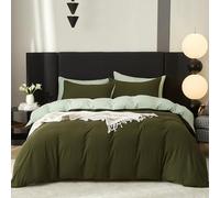 Gezu Coton Sets de Housse de Couette 220x240 cm Vert Parure de Lit Haut Gamme Plissé Coton Adulte 2 Personnes Moderne Doux Respirant Linge de Lit avec 2Taies d'oreiller 65x65cm Fermeture Éclair