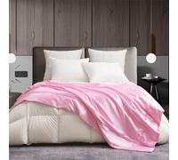 Gezu Couverture en satin - 220 x 240 cm - Rose - Couverture de canapé - Couverture d'été rafraîchissante et soyeuse - Légère et douce - Luxe lisse - Brillant - Pour lit, canapé, chambre à coucher,