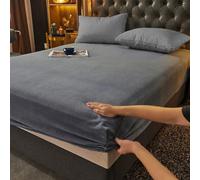 Gezu Drap Housse 90x200+30cm Gris Flanelle de Laine et Velours Corail Housse de Matelas Chaleur Hivernale Hypoallergénique sans Repassage Ourlet Élastique Solide La Peut atteindre30cm