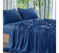 Gezu Drap-housse de luxe en bambou - 180 x 200 cm - Bleu pétrole - Bambou doux - Lyocell Tencel hypoallergénique - Thermorégulateur - 180 x 200 cm - Pour matelas jusqu'à 30 cm