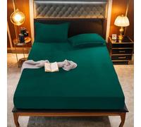 Gezu Drap-housse pour lit chaud d'hiver 160x200 cm Vert - Drap-housse en flanelle, polaire, fibre de castor, velours, toucher cachemire - Drap-housse douillet pour matelas de 25 à 30 cm