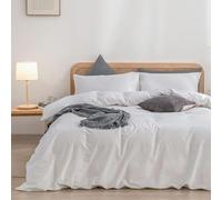 Gezu Housse de Couette 240x260cm Blanc Coton Parure de Lit 240x260 Coton Certifié Oeko-TEX Parure de Lit Adulte Respirant Housse Couette Blanc avec Fermeture Éclair et 2 Taie d'oreiller