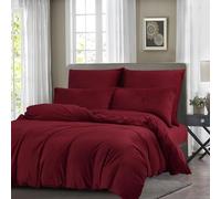 Gezu Housse de Couette Flanelle 240x260cm Vin Rouge Hiver Parure de Lit Velours Double Face Épaissir Moelleuse et Chaude Literie 2 Personnes avec 2 Taies d'oreiller 65x65cm avec Fermeture Éclair