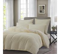 Gezu Housse de Couette Hiver 200x200cm Beige Blanc Flanelle Velours Double Face Épaissie Chaude Parure de Lit Adulte Literie 2 Personnes avec 2 Taies d'oreiller 65x65cm avec Fermeture Éclair