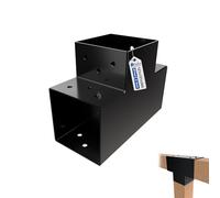 GeZu Impex Connecteur de Poteau en T 121x121 mm Acier Revêtu de Poudre Noire Pergola Forme T Connecteur de Poteau 3 Poutres Équerre de Coin pour Pavillon