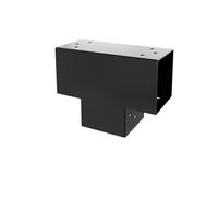 GeZu Impex Connecteur de Poteau en T 91x91 mm Acier Revêtu de Poudre Noire Pergola Forme T Connecteur de Poteau 3 Poutres Équerre de Coin pour Pavillon