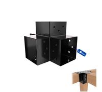 GeZu Impex Connecteur de Poteau X 71 x 71 mm Noir Revêtu Poudrage Pergola Connecteur D’Angle 4 voies