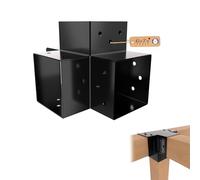 GeZu Impex Connecteur de Poteau X 71x71 mm Noir Revêtu Poudrage Lot de 4 Pergola Connecteur D’Angle 4 voies Pavilon Support Bricolage Menuiserie