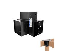 GeZu Impex Connecteur de Poteau X 91x91 mm Noir Revêtu Poudrage Pergola Connecteur D’Angle 4 voies Pavilon Support Bricolage Menuiserie