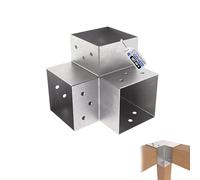 GeZu Impex Connecteur de Poteau Y 121x121 mm Lot de 4 Acier Galvanisé à Chaud Pergola Connecteur D’Angle Droit 3 Voies Pavilon Support de Menuiserie DIY