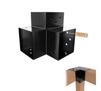 GeZu Impex Connecteur de Poteau Y 91x91 mm Lot de 4 Noir Thermolaqué Pergola Connecteur D’Angle Droit 3 Voies Pavilon Support de Menuiserie DIY