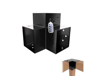 GeZu Impex Connecteur de Poteau Y 91x91 mm Lot de 4 Noir Thermolaqué Pergola Connecteur D’Angle Droit 3 Voies Pavilon Support de Menuiserie DIY