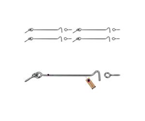 GeZu Impex Crochet de cabine 160 mm galvanisé Ensemble de 4 loquets de porte loquet à œil portes extérieures