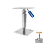 GeZu Impex Embase Pied de Poteau Réglable 80 x 80 mm Galvanisé Support de Poteau Ancrage de Poteau Réglable en Hauteur Platine