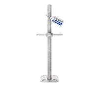 GeZu Impex Pied d’échafaudage réglable galvanisé à chaud avec tige filetée, 300 x 38 mm, plaque de base robuste