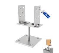 GeZu Impex Pied De Poteau En U Réglable 100x100mm Zinc Électroplaqué Support De Poteau en U à Visser 0-160 mm Largeur Équerres Métalliques Réglables Type U Boulon d’Ancrage Base de Poteau