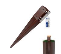 GeZu Impex Réglable Support de poteau à enfoncer 75 x 75 x 600 mm Pieu de sol Thermolaqué Ancrage Support de poteau de clôture Pieu à enfoncer pince