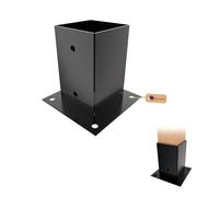 GeZu Impex Support Poteau a Visser Revêtement en Poudre Noir 71 x 71 mm pour bois pied platine clôture pergola angle base