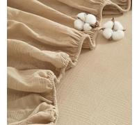 Gezu Mousseline Drap 180x200 100% Coton Kaki Taupe Unie Drap de lit Gaze de Coton Drap Housse Respirant pour Matelas Épais Hypoallergénique sans Repassage Ourlet Élastique La Peut Atteindre 30cm