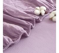 Gezu Muslin Drap-housse 140 x 200 cm - Violet - 100 % coton - Matériau respirant - Régulateur de température - Double drap en mousseline - 140 x 200 cm - Pour matelas épais jusqu'à 15-30 cm