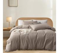 Gezu Parure de Lit coton140x200cm Crème Brun Kaki Coton Certification Oeko-TEX Comprend Housse de Couette Coton 140x200 Doux Linge de Lit avec 1 Taie d'oreiller 65x65 avec Fermeture Eclair