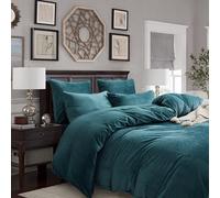 Gezu Parure de lit d'hiver en peluche chaude 220x200 cm Bleu ciel Double face Housse de couette Toucher cachemire Flanelle Polaire Velours Tissu moelleux et chaud Ensemble de draps avec fermeture