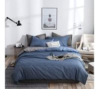 Gezu Sets de Housse de Couette 140x200cm Bleu Gris Unie Réversible Parure de Lit en Microfibre avec Fermeture Éclair 1 Personne avec 1 Taie d'oreiller 65x65cm