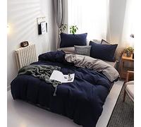 Gezu Sets de Housse de Couette 240x260 Bleu Marine Gris Unie Réversible Parure de Lit 2 Personnes Microfibre avec 2 Taie d'oreiller 65x65cm avec Fermeture Éclair
