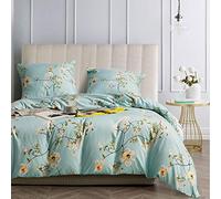 Gezu Sets de Housse de Couette Fleurs 220x240cm Vert Fleurie Parure de Lit 2 Personnes Microfibre avec 2 Taie d'oreiller 65x65cm avec Fermeture Éclair