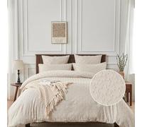 Gezu Tuftée Parure de lit Beige Crème avec Fermeture Éclair Bohème Sets de Housse de Couette en Microfibre 240x260 avec Taie d'oreiller 65x65