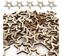 Gfamous Bois en Forme D'étoile Embellissements Étoiles en Bois,Fini en Forme D'étoile Creuse Embellissement en Bois pour Artisanat Décoration de Mariage, Table et DIY Scrapbooking Embellissements
