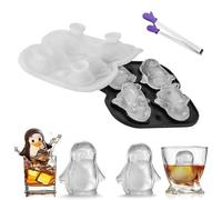 Gfamous Moule à Glaçons en Silicone,Glacons Moule de Qualité Alimentaire Avec Couvercles, Bac a Glacons Sans BPA, Forme de Pingouin,Avec pinces à glace, pour Boissons/Jus/Nourriture（noir）