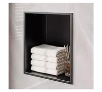 GFAZXDS Insert mural de niche de douche en acier inoxydable, pas de carrelage nécessaire, étagère de rangement étanche pour shampooing/savon, 1/2/3/4 compartiments (7854341-Noir-1 couche)