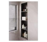 GFAZXDS Insert mural de niche de douche en acier inoxydable, pas de carrelage nécessaire, étagère de rangement étanche pour shampooing/savon, 1/2/3/4 compartiments (7854341-gris foncé/4 couches)